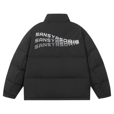 木村三社SANSYAS 羽绒服男女情侣款80白鸭绒立领休闲外套刺绣