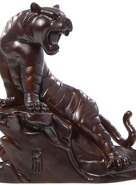 黑檀木雕老虎摆件吉祥物客厅桌面