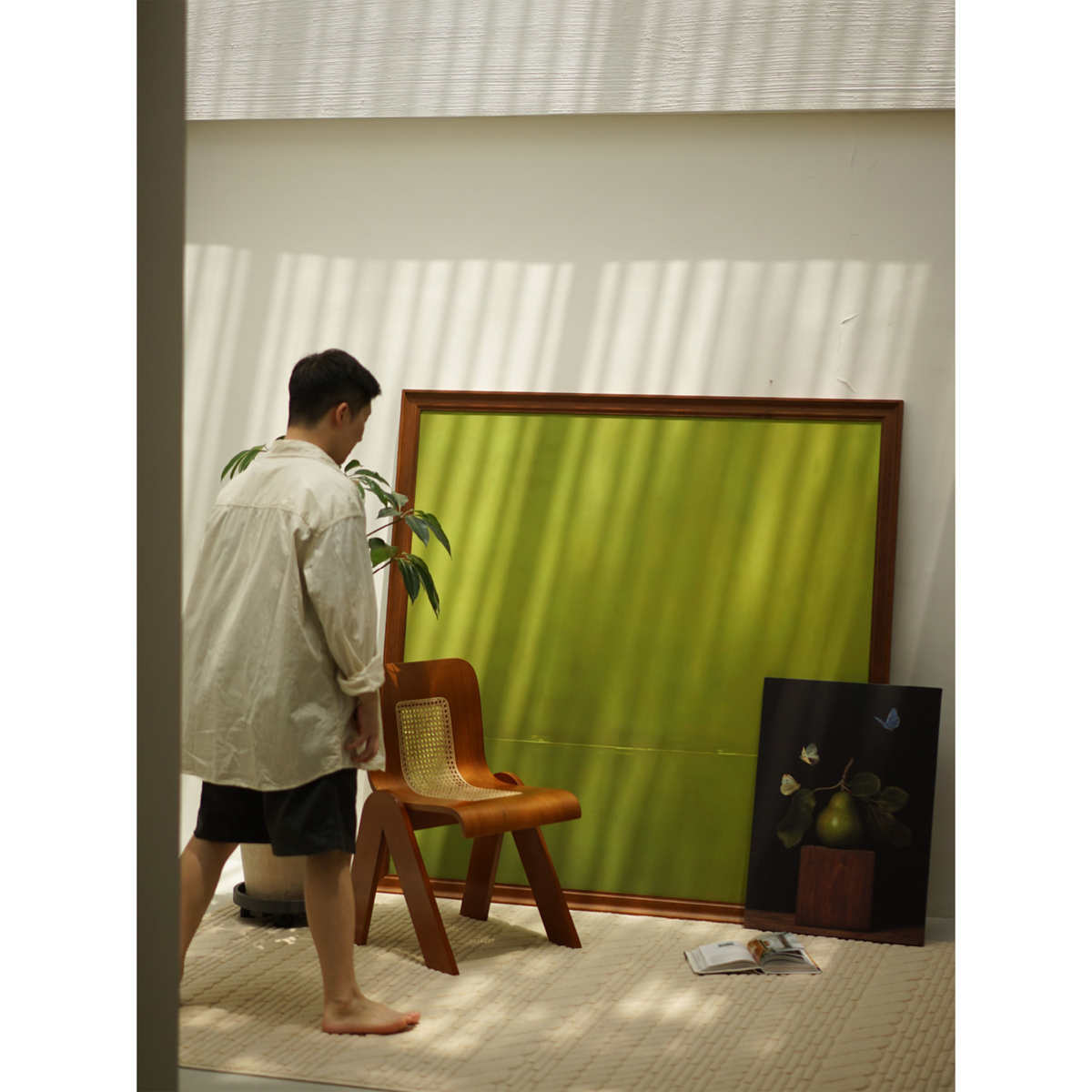 春辰绿影挂画装饰画客餐厅入户玄关沙发背景墙落地画