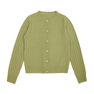 鹿王100%山羊绒衫女圆领开衫变化组织针织衫毛衣时尚25年秋冬新款