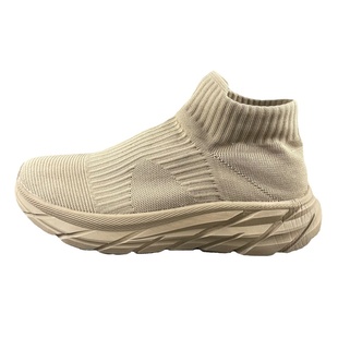 冬季加绒保暖跨境大码休闲鞋飞织袜子高邦弹性鞋口一脚蹬棉鞋厚底