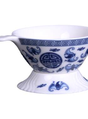 传统五福临门青花瓷茶滤