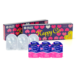 海昌月抛6片隐形近视眼镜Happy Go水润舒适透明片旗舰店官网正品