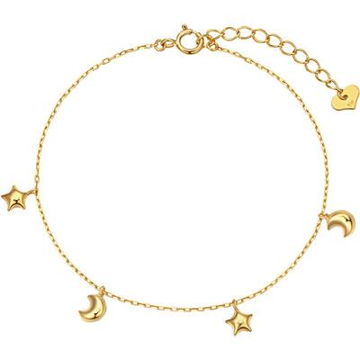 浪漫星月礼物18K黄金手链