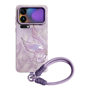 仙气蝴蝶适用小米17promax手机壳新款17pro套17镜头15全包15spro女Ultra版腕链带挂绳防摔15pro系列14硅胶13