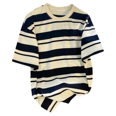 潮流条纹短袖t恤情侣半袖街头