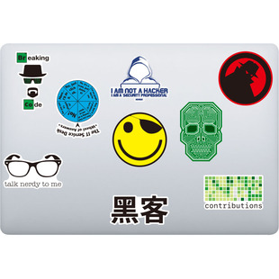 黑客程序员行李箱笔记本电脑涂鸦贴画个性滑板电瓶车头盔防水贴纸