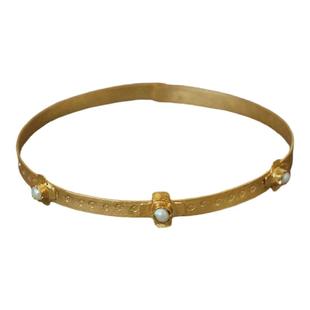 RTEP 手工镀真金Apres ski珍珠手镯西班牙精工制复古做旧小众手环