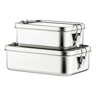 onlycook 老式卡扣饭盒上班族专用蒸饭餐盒带盖304不锈钢便当盒