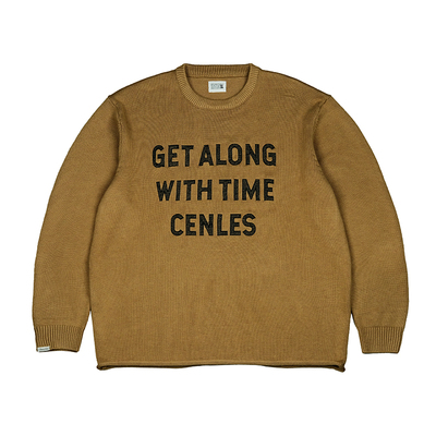 CENLES镂空标语卷边毛衣