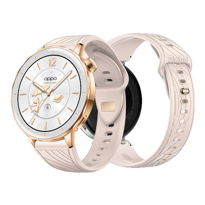 适用OPPOwatchX2Mini手表纹理氟橡胶表带watchx2mini 运动智能手表冰晶款腕表带孙颖莎皓月银表链夏季透气