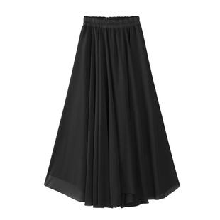 雪纺裙子白色跳舞长裙女半身裙小个子下半身显瘦半裙舞蹈裙夏季