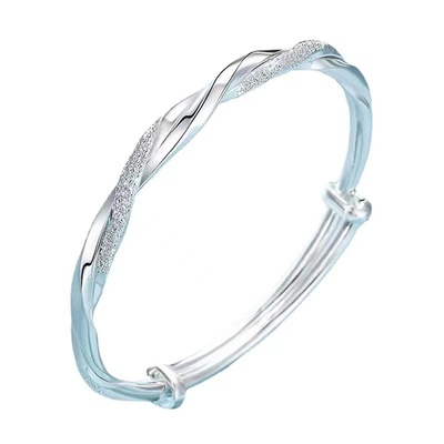 正品银手镯实用送女生生日礼物