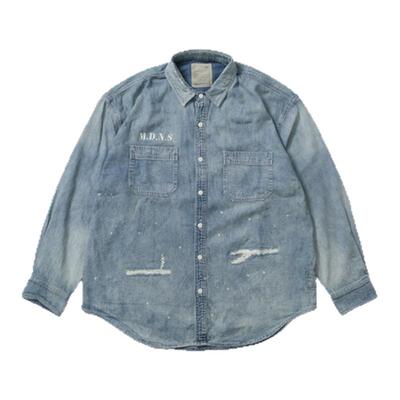 【Humans Mades】上海限定款 余文乐同款水洗做旧泼墨牛仔衬衫