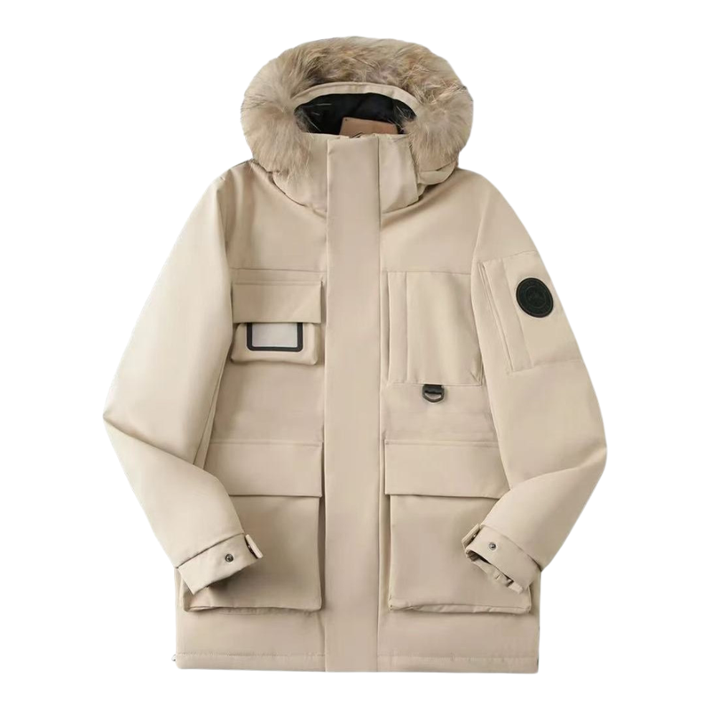 加厚连帽滑雪羽绒服男