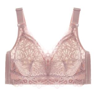 奥维丝丽内衣女大胸显小薄款无钢圈调整型文胸上托性感蕾丝文胸