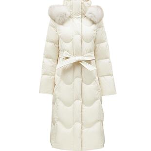 ONLY冬季90白鹅绒保暖直筒连帽长款羽绒服女|124412043