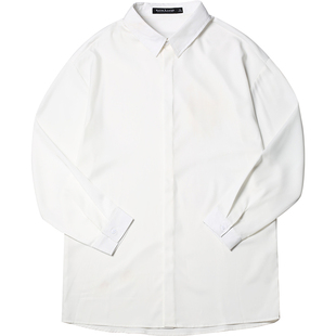 韦恩泽维尔加肥加大商务休闲大码宽松翻领缎面长袖衬衫衬衣男6855