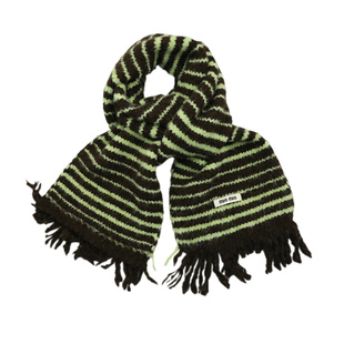 韩版条纹拼接字母围巾女款秋冬季长款加厚保暖氛围感针织围脖学生