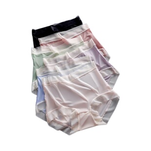 冰丝内裤女士高腰无痕速干性感大码面膜薄款女生夏季蕾丝三角裤