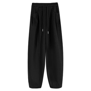 陆与山屿加厚两侧口袋休闲裤2025年新款爆款黑色阔腿裤秋冬款裤子