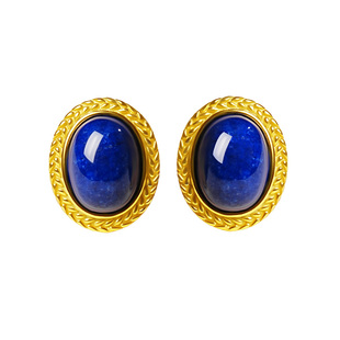 宫里上新青金石耳饰女蓝色耳钉高级感秋冬耳环新中式妈妈生日礼物