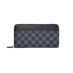 长款男士钱包手机包商务手拿包格子拉链钱夹大容量手抓包实用手工