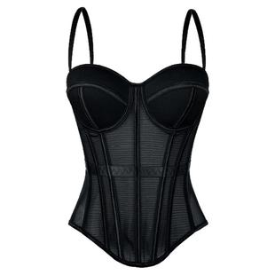 网纱透视外穿鱼骨胸衣背心吊带短款上衣抹胸垫打底内搭性感风直播