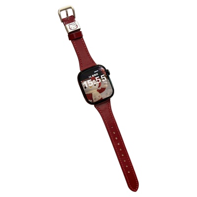 适用苹果手表kt油蜡真皮质感表带