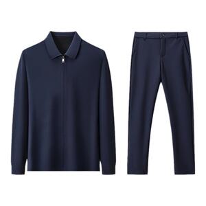 皮尔卡丹简约套装男中年爸爸装休闲运动服男士外套长裤子两件套潮