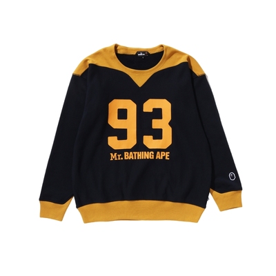 MR.BATHING APE男装25年春夏撞色拼接数字印花圆领卫衣306131O