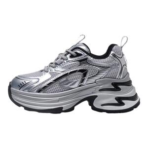 LEME2024秋季新款银色老爹鞋女时尚增高厚底复古运动鞋潮流女鞋