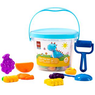 得力彩泥24色橡皮泥儿童食品级抗菌彩泥幼儿园专用小学生diy手工12色桶装玩具安全标准女孩轻型粘土模具