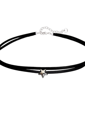 不掉色高级五角星牛皮绳项圈