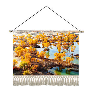 西北胡杨林挂画布艺民宿酒店装饰画餐厅饭店挂毯走廊民族挂布定制