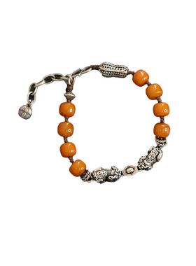 925纯银琥珀蜜蜡好事花生貔貅手链女复古国风新中式时尚百搭手串