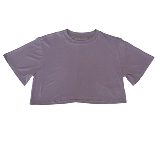 莫代尔宽松运动上衣健身瑜伽服速干露腰短款休闲透气弹力圆领T恤