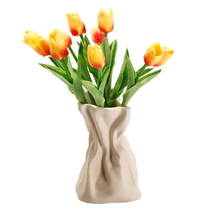 奶油风陶瓷花瓶摆件客厅插花家居装饰品郁金香芍药水培花屏设计感
