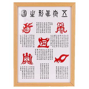 五岳真形图拓片挂画客厅拓印装饰家居镇宅摆件真行图实木摆台高清