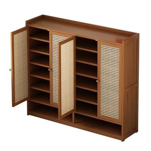 鞋柜家用门口电梯口多层大容量带门防尘鞋子收纳神器实木鞋架爆款