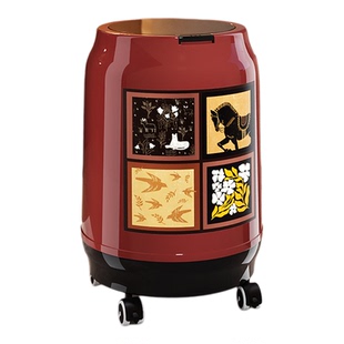 垃圾桶中古风带盖家用滑轮子大容量客厅轻奢高档大号高颜值移动专