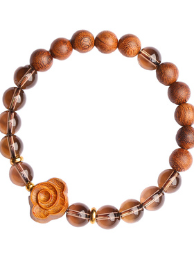 普陀山檀木祥云茶水晶手链