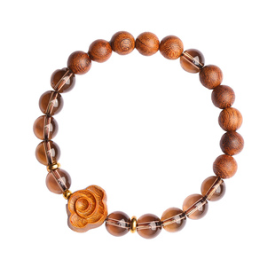 普陀山檀香木祥云佛珠手串男女生好运复古民族风原创茶晶手链礼物