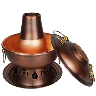 铜火锅单人小铜锅铜锅火锅一人一锅纯紫铜环保油铜锅酒精铜火锅炉