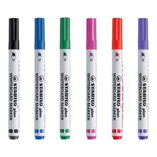 stabilo思笔乐德国进口可擦彩色白板笔水性黑板画板写字易擦写记号笔黑色办公室专用笔易擦易写大容量持久