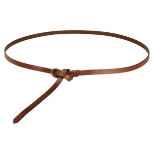 头层牛皮打结腰带女复古百搭细腰封真皮皮带配大衣裙子腰链软棕色