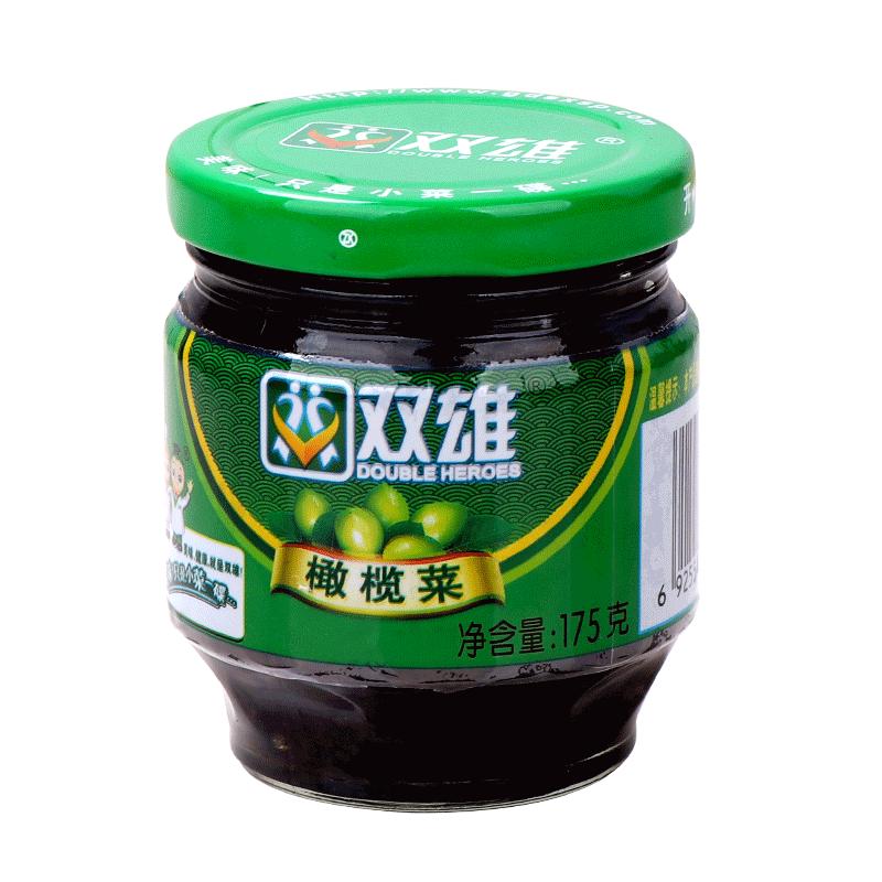 双雄橄榄菜酱菜腌制咸菜175g瓶装即食早餐拌饭小菜下饭菜特产不辣