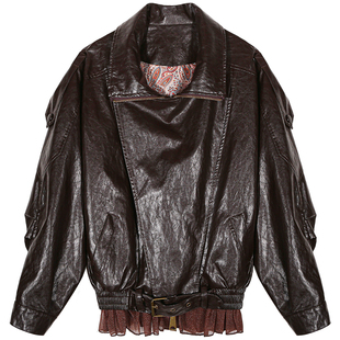 今屿花花 早秋皮衣女款2025新款宽松外套小个子机车风秋装高级感