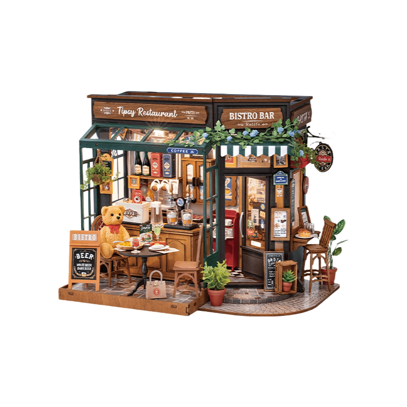 若来小熊餐吧手工艺术小屋微缩模建筑/DIY小屋/拼