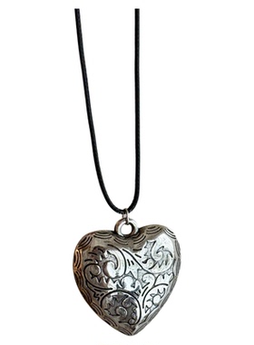 复古银色雕花爱心长款高级感项链